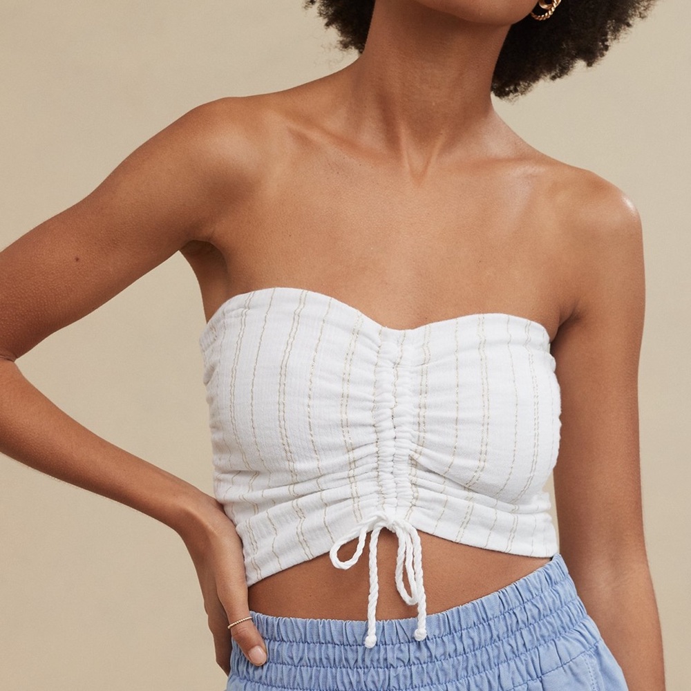 aerie linen tube top with straps